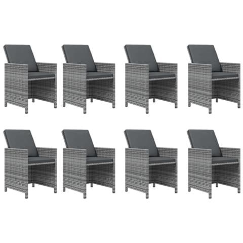 Set Da Pranzo Per Giardino 9pz Con Cuscini In Polyrattan Grigio - Foto 2