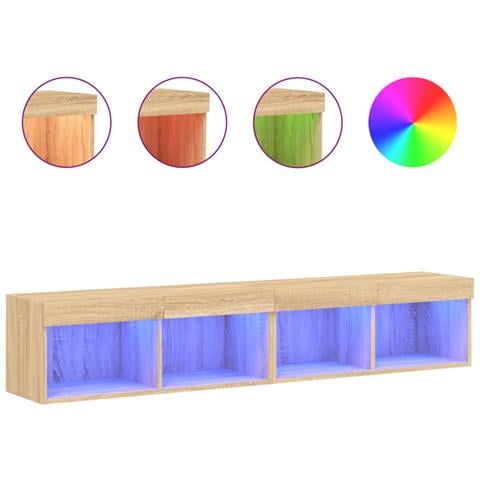 Mobili Tv Con Luci Led 2pz Rovere Sonoma 80x30x30 Cm - Foto 2