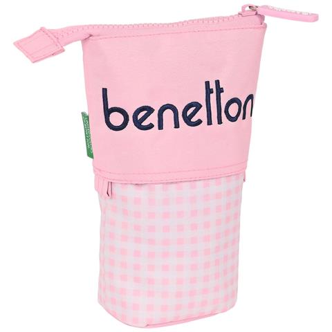 Astuccio Portapenne Benetton Vichy Rosa (8 X 19 X 6 Cm) - Foto 1