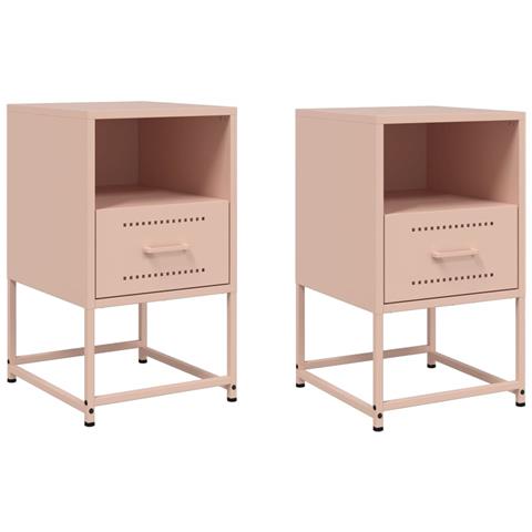 Comodini 2 Pz Rosa 36x39x60,5 Cm In Acciaio - Foto 1
