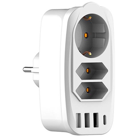 Adattatore Per Spina Ue 7 In 1 Con Porte Usb A/tipo C - Foto 1