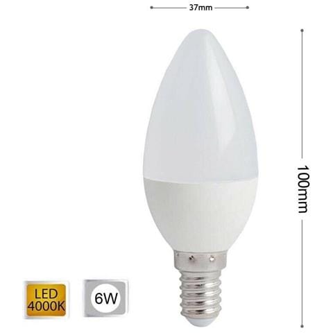 Lampadina Led 6 W Oliva Luce Naturale E14 E Candela 6w 14 C36 - Foto 1