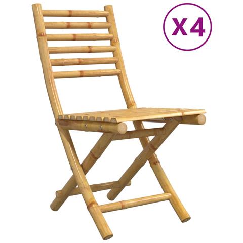 VidaXL Sedie Da Giardino Pieghevoli In Acacia - Set Di 4 Con Cuscini, Per Esterno, Design Moderno - Foto 8