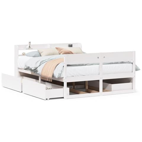 Letto Senza Materasso Bianco 120x190 Cm Legno Massello Di Pino - Foto 2