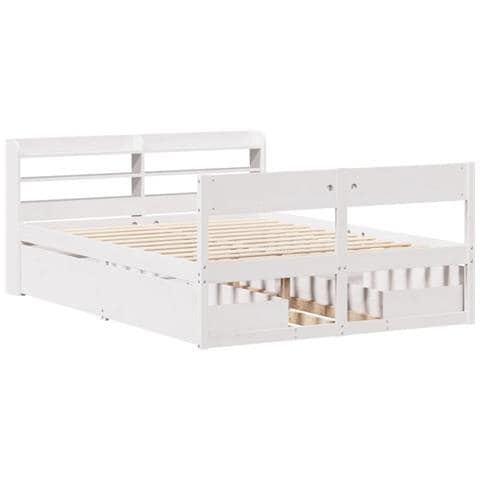 Letto Senza Materasso Bianco 120x190 Cm Legno Massello Di Pino - Foto 3