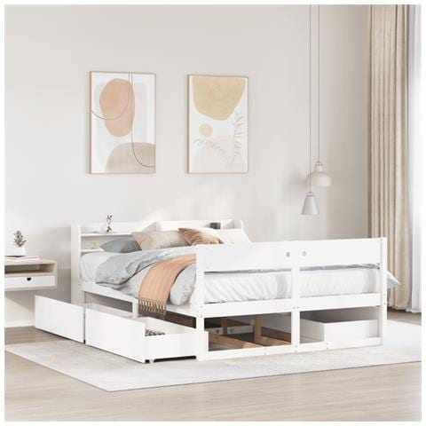 Letto Senza Materasso Bianco 120x190 Cm Legno Massello Di Pino - Foto 1