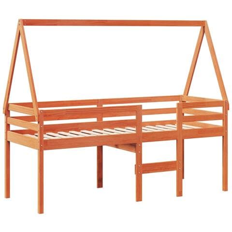 Letto A Soppalco Con Tetto Cera 90x190cm Legno Massello Di Pino - Foto 3
