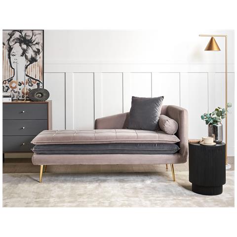 Chaise Longue Versione Destra Gonesse Velluto Tortora - Foto 1