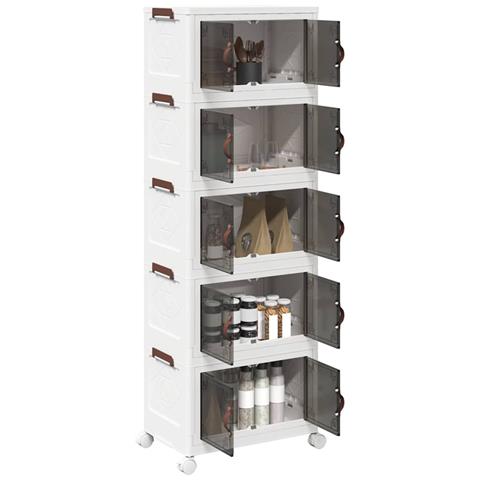 Scatola Portaoggetti Con Ruote 5 Livelli 28 L 48,5x29,5x139 Cm - Foto 1