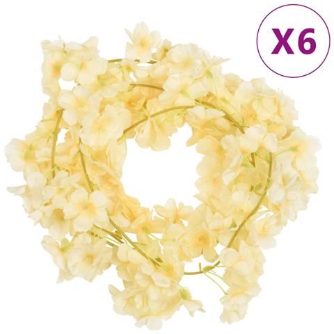 Ghirlande Fiori Artificiali Natale 6 Pz Champagne 180 Cm - Foto 1
