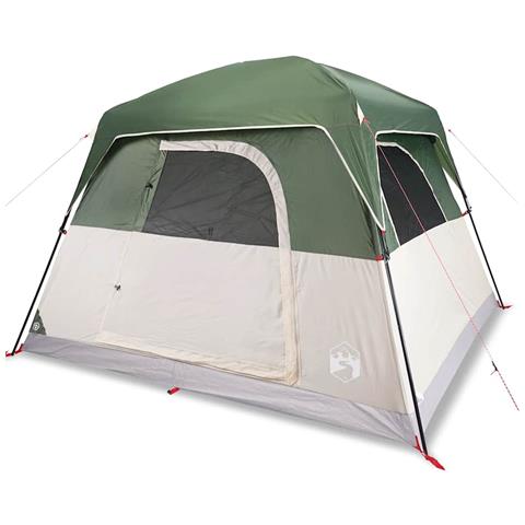 Tenda da Campeggio a Cabina per 4 Persone Verde Impermeabile - Foto 1