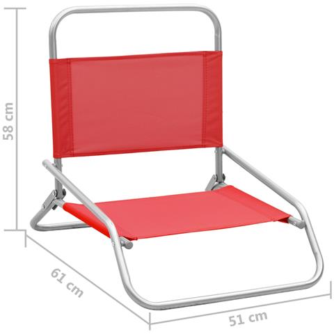 Sedie Da Spiaggia Pieghevoli 2 Pz In Tessuto Rosso - Foto 8