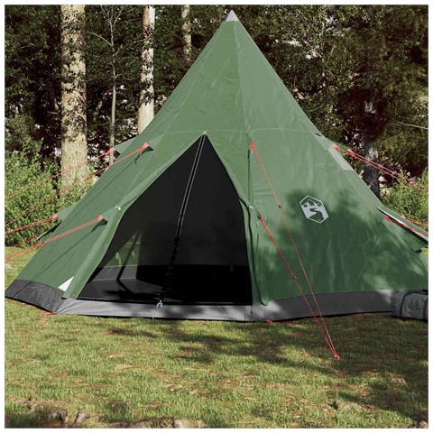 Tenda da Campeggio Tipi per 4 Persone Verde Impermeabile - Foto 2