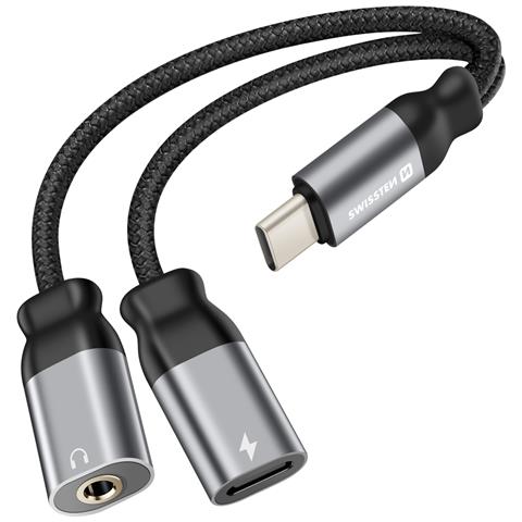 Adattatore Carica /audio Usb-c 3.5mm 2in1 Nylon, Nero - Foto 1