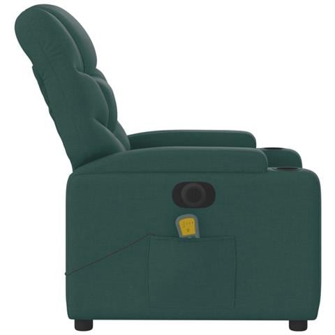 Poltrona Massaggiante Reclinabile Elettrica Verde Scuro Tessuto - Foto 9