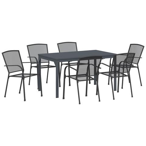 Set da pranzo da giardino 7 pezzi Acciaio antracite - Foto 1