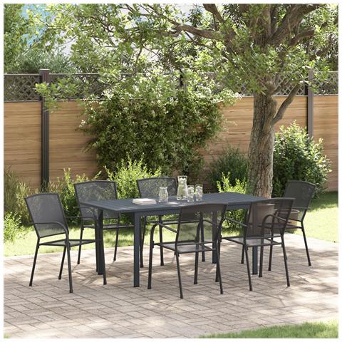 Set da pranzo da giardino 7 pezzi Acciaio antracite - Foto 2