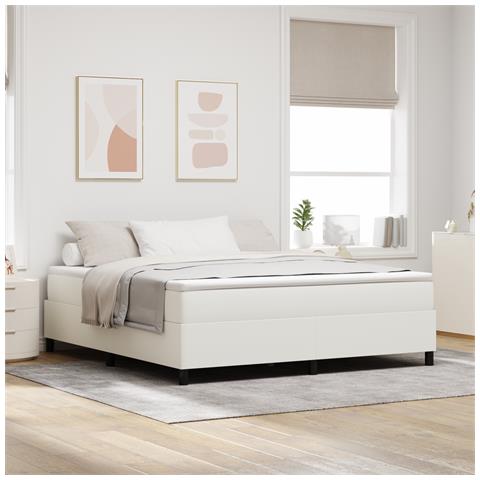 Letto Box Spring Crema Super King Tessuto A Coste - Foto 2