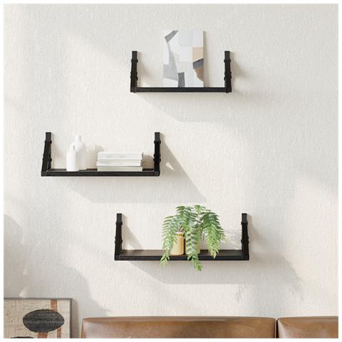 Set di mensole a parete in rovere nero in legno ingegnerizzato - Foto 2