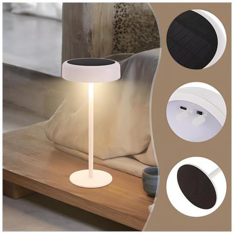 Lampada Da Tavolo A Led, Senza Fili, A Batteria Solare, Ricaricabile, Da Comodino, Con Controllo Touch - Foto 7
