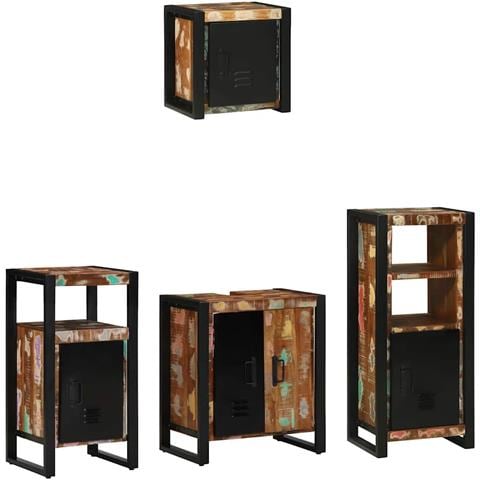 Set di mobili per il bagno 4 pcs Legno massello riciclato - Foto 1
