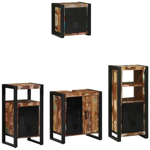 Set di mobili per il bagno 4 pcs Legno massello riciclato - Foto 2