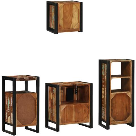 Set di mobili per il bagno 4 pcs Legno massello riciclato - Foto 9