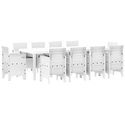 Set da Pranzo per Giardino 11 pcs Bianco Rattan Polt - Foto 1