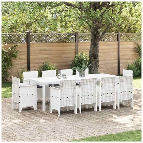 Set da Pranzo per Giardino 11 pcs Bianco Rattan Polt - Foto 2