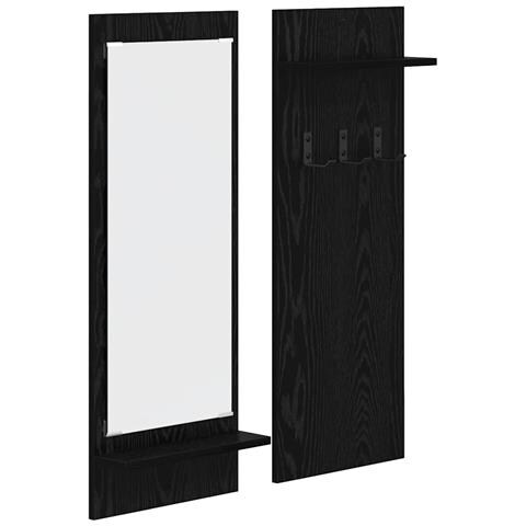 Appendiabiti a muro con lo scaffale Rovere nero 70 x 10 x 90 cm - Foto 1