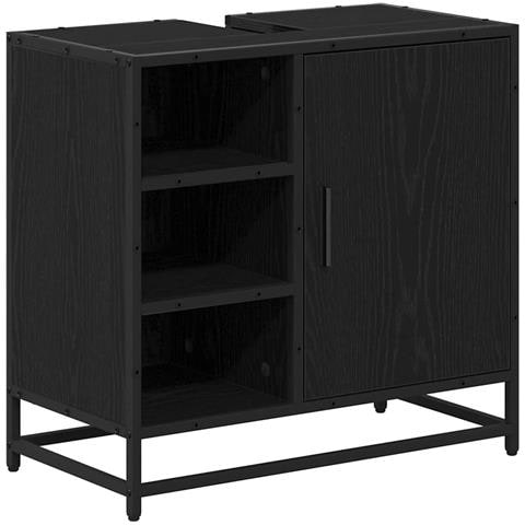 Armadio per Lavabo da Bagno Rovere nero 65 x 33 x 60 cm - Foto 1