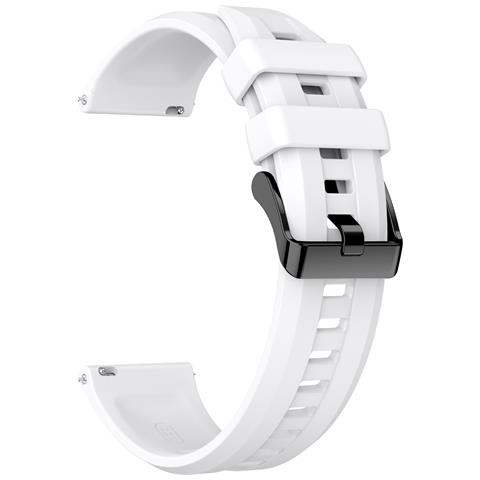 Cinturino Di Ricambio In Silicone Da 22 Mm Compatibile Con Huawei Gt6 - Stile Sportivo Con Fibbia Nera White - Foto 2