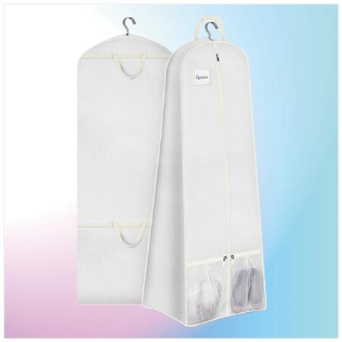 Custodia Antipolvere Pieghevole Non Tessuto Per Abito Da Sposa - Borsa Porta Abiti White - Foto 2