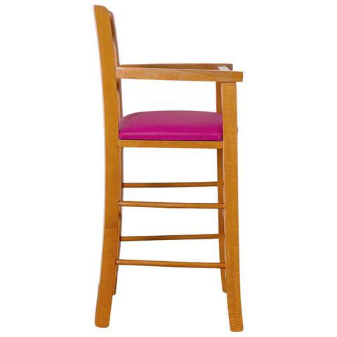 Seggiolone In Legno Color Ciliegio Con Seduta Imbottita In Similpelle Lilla - Foto 5