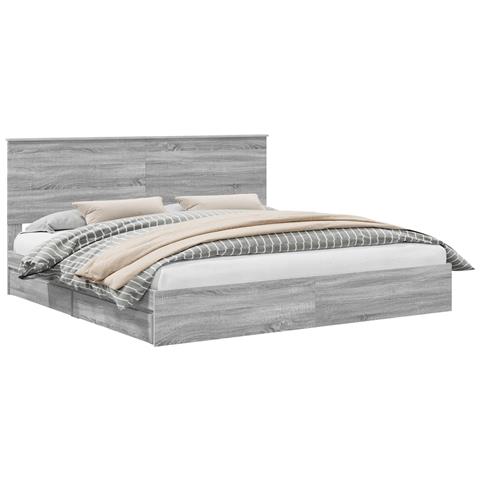 Letto con Contenitore con testiera Grigio Sonoma 200 x 200 cm - Foto 1