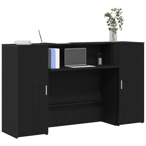 Scrivania per Reception Rovere Nero 180x50x103,5 cm in Legno di Argilla - Foto 2