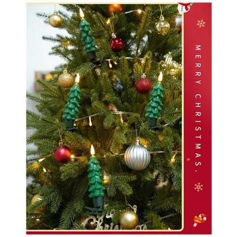 Set Di Candele Led Senza Fiamma Albero Di Natale (6 Pezzi) - Telecomando, Verde, 13cm - Foto 6
