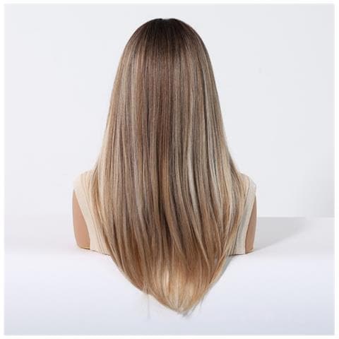 Parrucca Castana Con Frangia - Capelli Sintetici Termoresistenti Per Uso Quotidiano E Feste - Foto 2