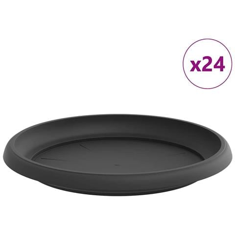 Vassoio Rotondo per Fiori 24 pcs Nero Ø 21,5 x 2,5 cm Plastica - Foto 1