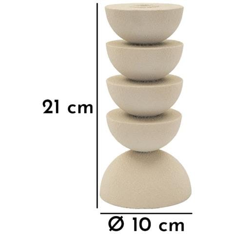 Portacandele Dune Pix Alto In Ferro Crema A Dischi Sovrapposti — Ø 10 X H 21 Cm - Foto 6