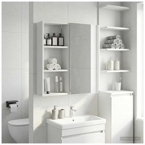Armadio da bagno a muro con lo scaffale Bianco 30 x 14 x 70 cm - Foto 2