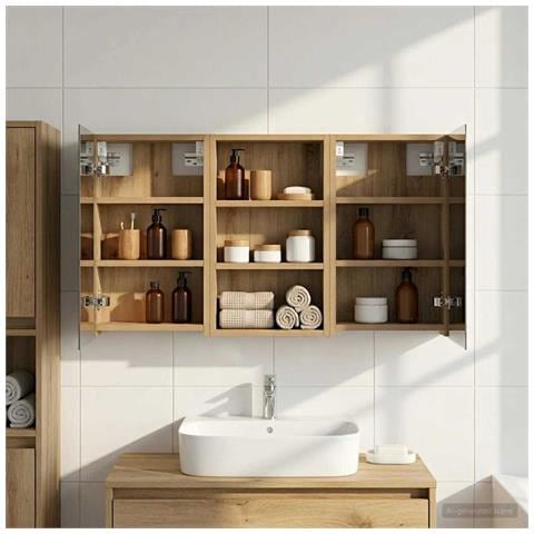 Set di Armadi da Bagno con lo scaffale 3 pcs 90 x 10,5 x 50 cm - Foto 2