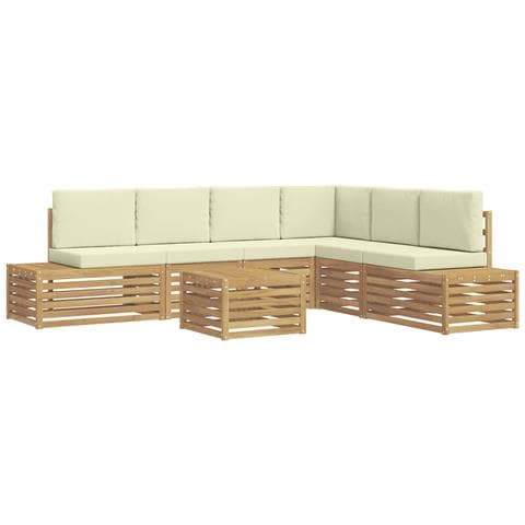 Set di divani da esterno Bianco 59 x 59 x 37 cm Poliestere - Foto 1