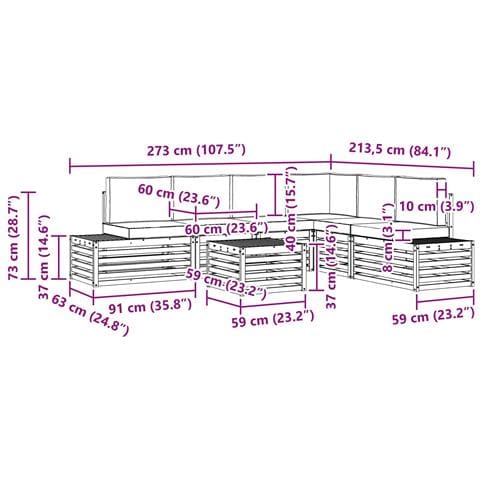 Set di divani da esterno Bianco 59 x 59 x 37 cm Poliestere - Foto 9