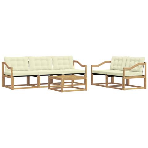 Set di divani da esterno 6 pcs Bianco e Crema 79 x 79 x 37 cm - Foto 1