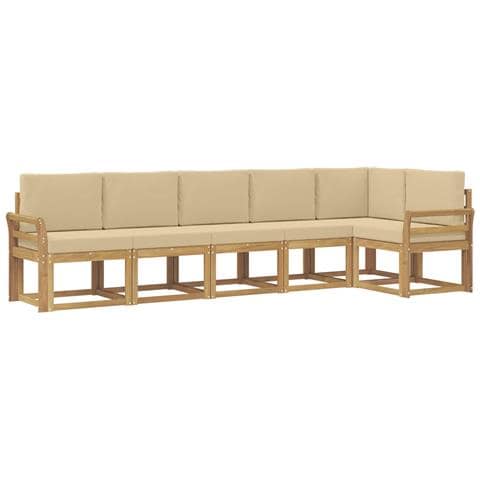Set di divani da esterno 6 pcs Bianco e Beige Poliestere - Foto 1