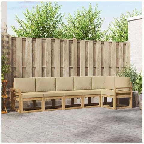Set di divani da esterno 6 pcs Bianco e Beige Poliestere - Foto 2
