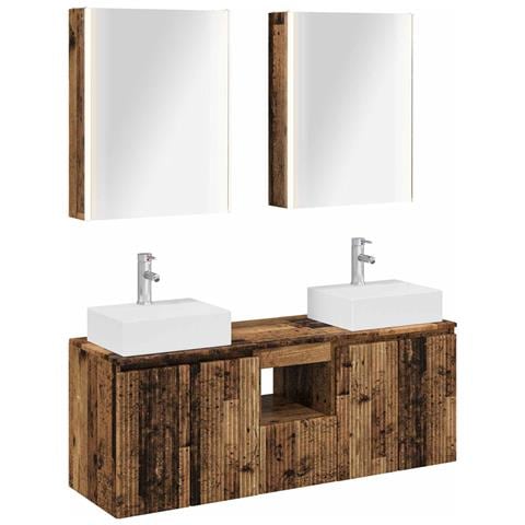 Set di Armadi da Bagno 5 pcs Legno antico Legno ingegnerizzato - Foto 1