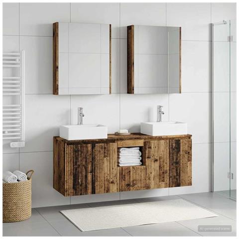 Set di Armadi da Bagno 5 pcs Legno antico Legno ingegnerizzato - Foto 2
