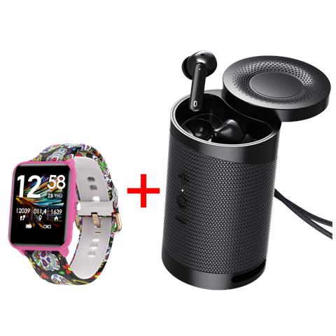 Smartwatch Kix-m Con Altoparlante Bt Duo /cuffie Tws Tutti Rosa - Foto 1